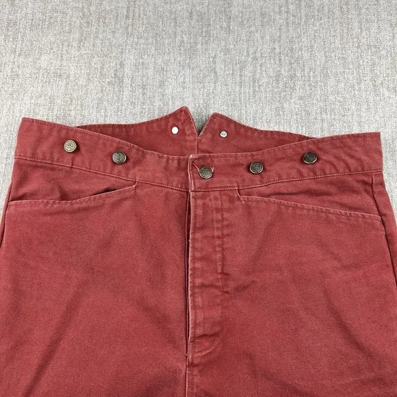 Vintage 60s Cactus Concha's Canvas Buckle Back Pants 38x30 Cowboy Crimson Red